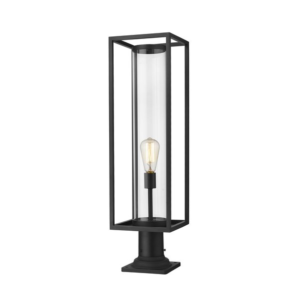 Z-Lite Dunbroch 1 Light Outdoor Pier Mounted Fixture, Black & Clear 584PHBR-533PM-BK